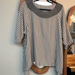 Made in Morocco Gray and White Blouse